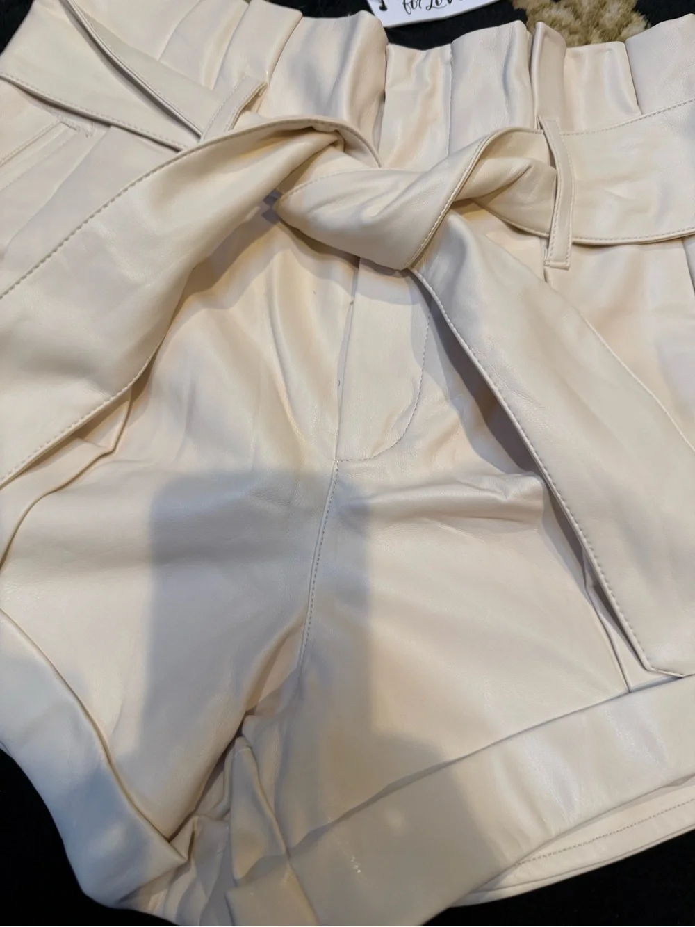 For Love & Lemons Cream leather High-Waist Afton short creme Tie Shorts